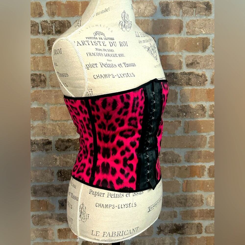 Ann chery hot pink animal print faja tummy control waist shapewear corset sz 38 - Picture 3 of 8